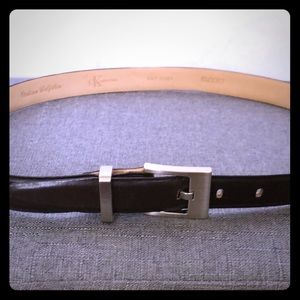 Calvin Klein Italian leather belt in dark brown